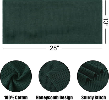 Kitinjoy 100% Cotton Waffle Weave Kitchen Towels, 8-Pack Super Soft and Absorbent Dish Towels for Drying Dishes, Kitchen Hand Towels, 13 in x 28 in, Blackish Green
