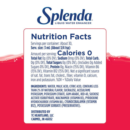 SPLENDA Liquid Water Enhancer Drops, Sugar Free, Zero Calorie, Natural Flavor, Concentrated Drink Mix, 3.11 Fl Oz Each Bottle (Fruit Punch, 2 Pack)