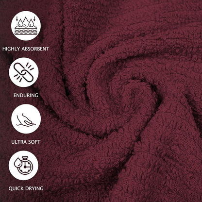 ZUPERIA Bar Mop Kitchen Towels - Pack of 12 (16"x19”)100% Ring Spun Cotton - Dish Washcloths For Superb Cleaning and Less Lint - Highly Absorbent Dish Cloths and Dish Towels For Everyday use(Burgundy)
