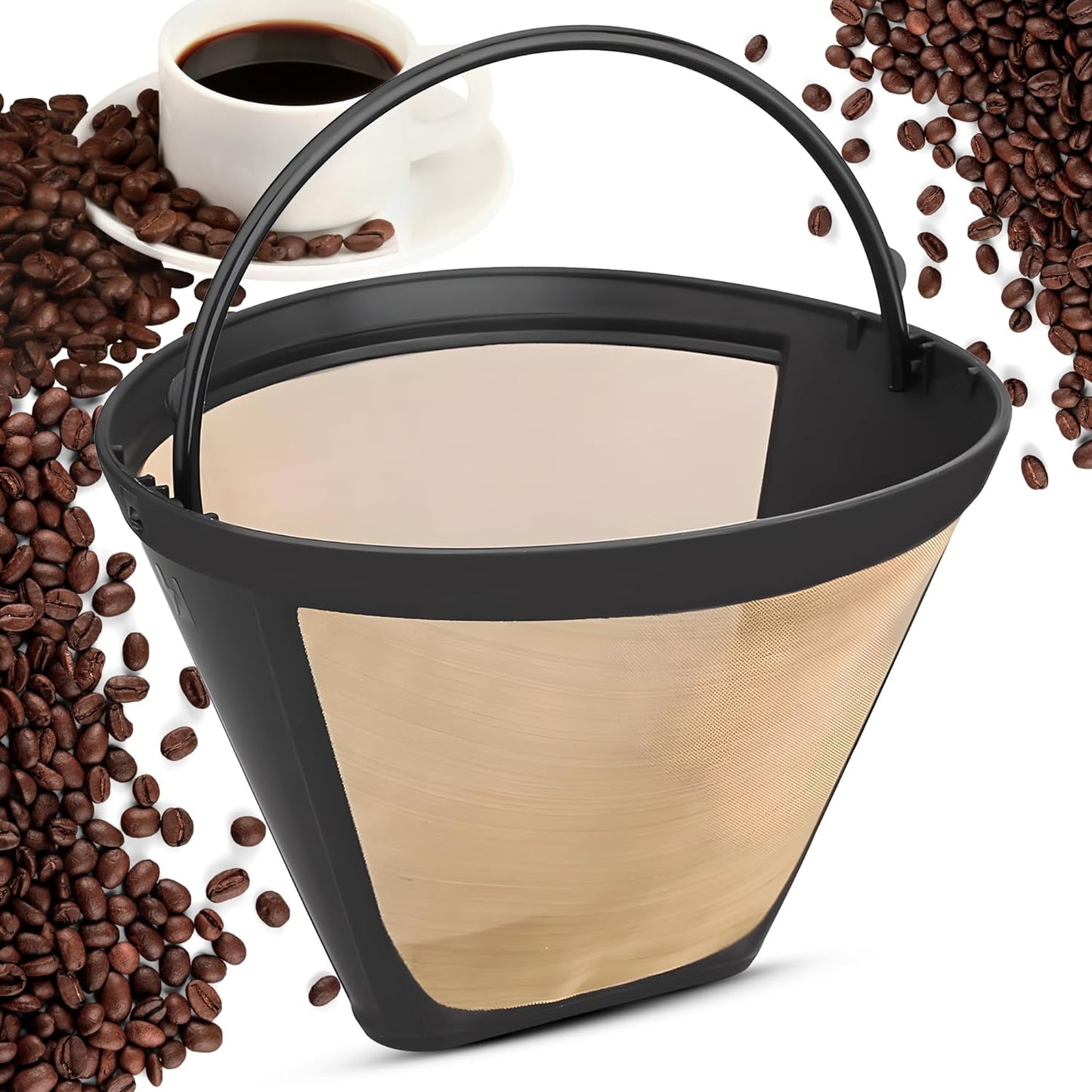 Reusable Filter for Cuisinart Coffee Tone Basket GTF 10 12 14 Cup - Eco Friendly Coffee Filters Reusable - No.4 Cone Style Replacement Permanent Coffee Filter for Cuisinart Machines and Brewers