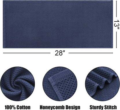 Kitinjoy 100% Cotton Waffle Weave Kitchen Towels, 8-Pack Super Soft and Absorbent Dish Towels for Drying Dishes, Kitchen Hand Towels, 13 in x 28 in, Navy Blue