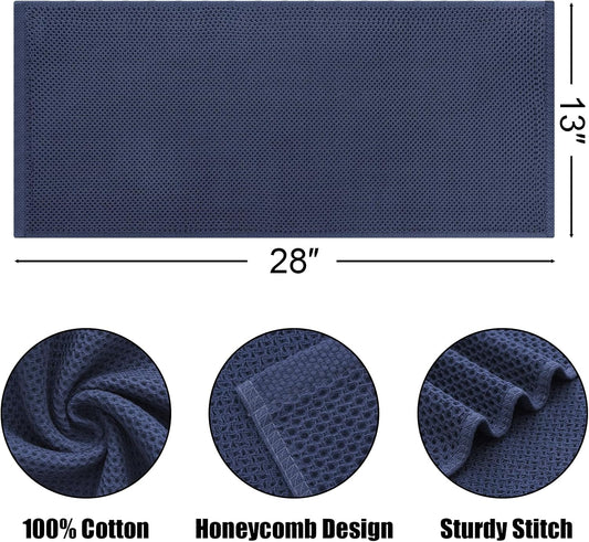 Kitinjoy 100% Cotton Waffle Weave Kitchen Towels, 8-Pack Super Soft and Absorbent Dish Towels for Drying Dishes, Kitchen Hand Towels, 13 in x 28 in, Navy Blue