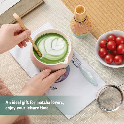 Matcha Whisk Set with Ceramic Matcha Bowl-7PCS, Matcha Kit Gifts for Tea Lovers，Gifts for Women Men Friend,Home Kitchen Decor for Christmas,Halloween