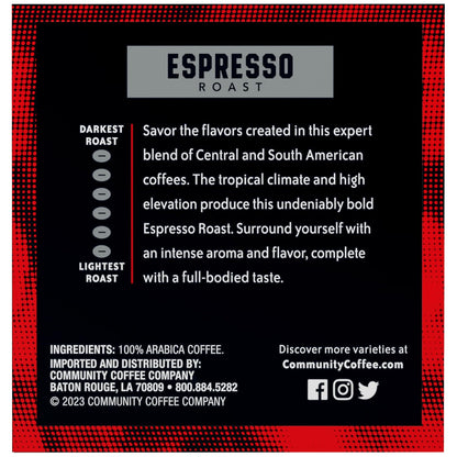 Community Coffee Dark & Bold Espresso Roast 12 Count Coffee Pods, Extra Dark Roast Compatible with Keurig 2.0 K-Cup Brewers, 12 Count (Pack of 1)