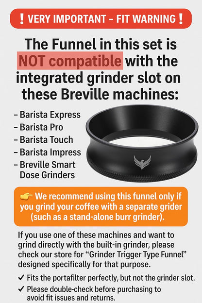 Breville Bambino Accessories Set 54mm Magnetic Dosing Funnel, Puck Screen,Bottomless Portafilter, 30LB Tamper, Leveling Tool, and WDT – Complete Barista Set