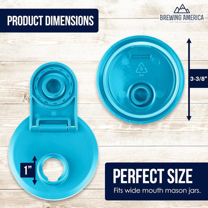 Brewing America Mason Jar Drinking Cup Pint and Half Drinking Lid and Azure 24oz Jar (1, Teal)
