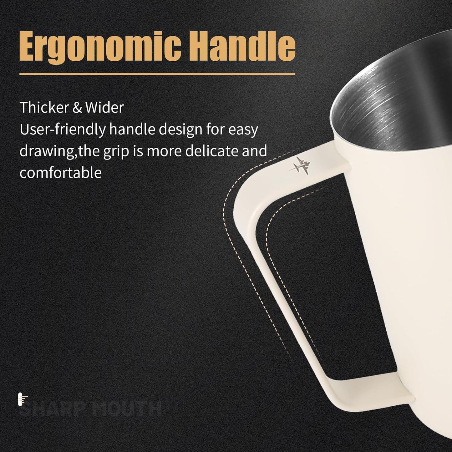 MHW-3BOMBER Milk Frothing Pitcher, 16oz/450ml Milk Frother Cup for Barista, SUS304 Stainless Steel Espresso Steaming Pitchers for Latte Art/Cappuccino/Coffee/Milk, P3028W-OS