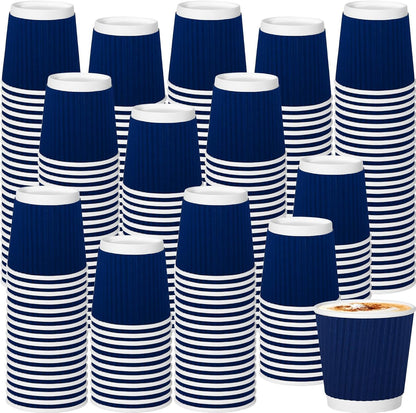 500 Pack Paper Espresso Coffee Cups, 4 oz Disposable Coffee Cups,Corrugated Insulated Ripple Wall, Paper Ripple Cup for Coffee, Hot Chocolate and Hot Tea Drinks -Navy