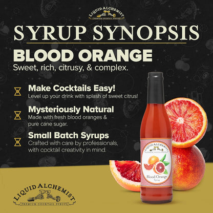 Liquid Alchemist Blood Orange Syrup for Cocktails - Real Ingredients Make this the Perfect Winter Cocktail or Margarita Mix - Non-GMO Blood Orange Sour Mix (25 oz)