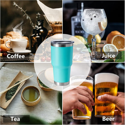 HASLE OUTFITTERS 30oz Stainless Steel Tumbler, Double Wall Vacuum Insulated Travel Mug Tumbler, Durable Insulated Coffee Mug, Gift Box Set (Light Green, 4)