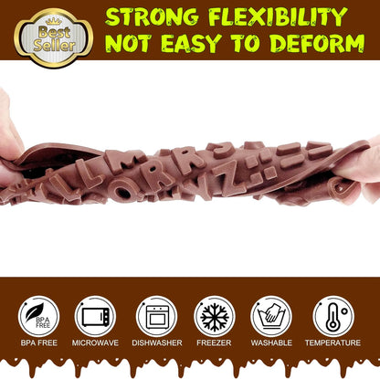 Silicone Letter Mold Chocolate Molds - Non-Stick Letter Chocolate Mold, Made of Food Grade Silicon, Perfect for Cake Decoration, Candy, Chocolate, Birthday Party - 4 Pack