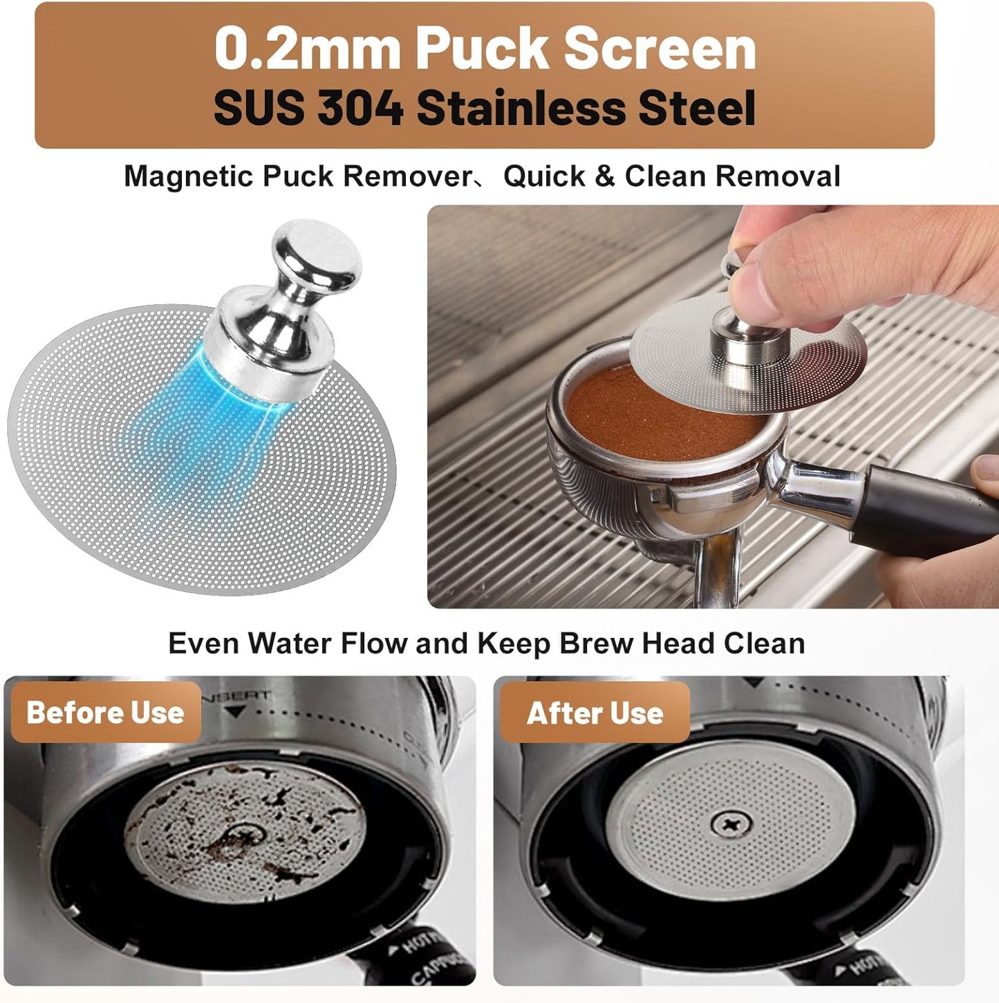 53mm Espresso Tools – Coffee Distributor and Tamper Leveler, WDT Tool, Magnetic Dosing Funnel and Puck Screen with Remover, Espresso Accessories Kit Fits 53mm Portafilters and Espresso Machines