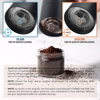 Portable Electric Coffee Grinder, Rechargeable Handheld Grinder with Stainless Steel Conical Burr, Adjustable Grind Settings, for Espresso, Moka, Pour Over, French Press, Cold Brew, Obsidian