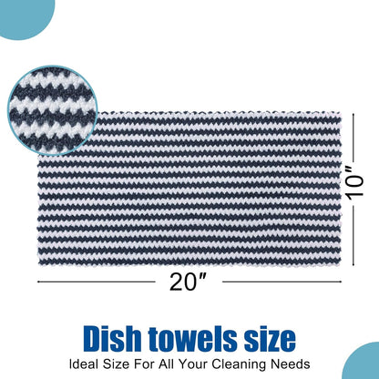Homaxy Kitchen Towels(24 Pack, 10 x 20 inches), Ultra Soft and Absorbent Dish Towels, Reusable Fast Drying Microfiber Cleaning Cloth, Coral Velvet Wave Design No-lint, Dark Grey