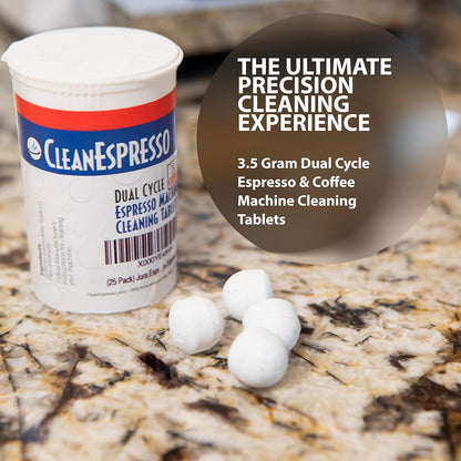 CleanEspresso - 25 Cleaning Tablets Designed For Jura Coffee Machines - 3.5g Dual Cycle Espresso Machine Cleaning Tablets for Jura Espresso Machines - Coffee Maker Cleaner