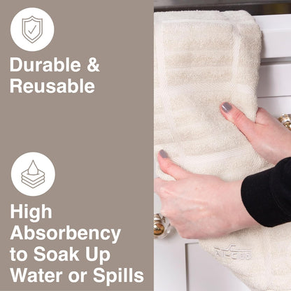 All-Clad Solid Kitchen Towels: Highly Absorbent, Super Soft Long Lasting - 100% Cotton, 17"x30" Tea Towels for Cleaning & Drying Dishes, Pans, Glassware, or Countertops, (2-Pack), Almond