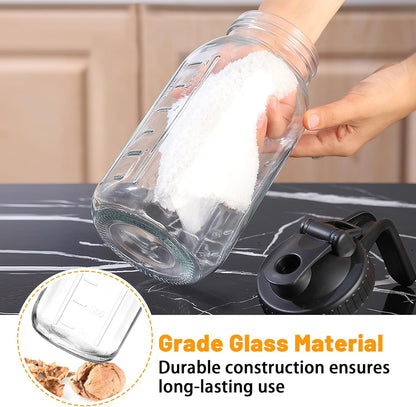 64oz Glass Pitcher with Lid-2 Quart, Heavy Duty Glass Mason Jar Pitcher 2 Packs, Leak-Proof Wide Mouth Jar with Pouring Airtight Lid, Ideal Container for Water, Juice, Milk and Drinks Storage