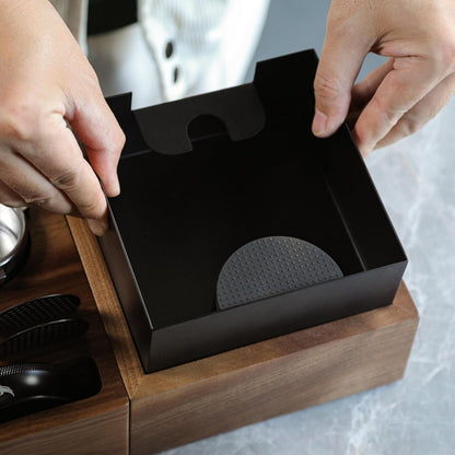 Wooden Espresso Knock Box Walnut Dump Bin for Coffee Grounds Disposal Durable, Shock-Absorbent Espresso Machine Accessories, Easy to Clean Tamping Station
