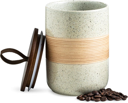 Coffee Storage Container Jar with Lid, Ceramic Kitchen Food Storage Jars with Airtight Lids for Spice Sugar Cookie, Stackable Decorative Jars for Coffee Countertop, 28 fl.oz