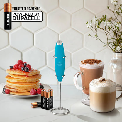Zulay Powerful Milk Frother Handheld Foam Maker for Lattes - Whisk Drink Mixer for Coffee, Mini Foamer for Cappuccino, Frappe, Matcha, Hot Chocolate by Milk Boss (Teal)
