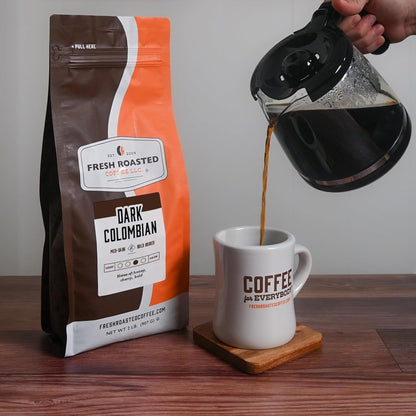 Fresh Roasted Coffee, 100% Dark Colombian, 2 lb (32 oz), Med-Dark Roast, Whole Bean, Kosher