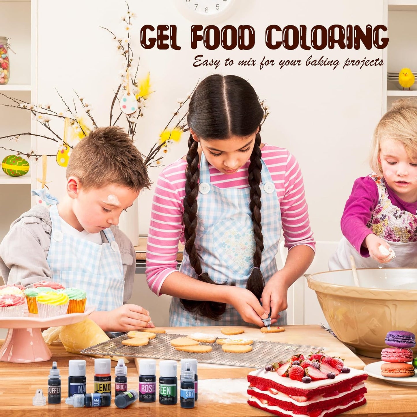 Food Coloring Gel - Vibrant Color Gel Food Coloring for Cake Decorating, Baking, Easter Egg, Icing - Tasteless Food Color Dye for Fondant, Cooking, Slime, Airbrush (Gold, 5.3oz)
