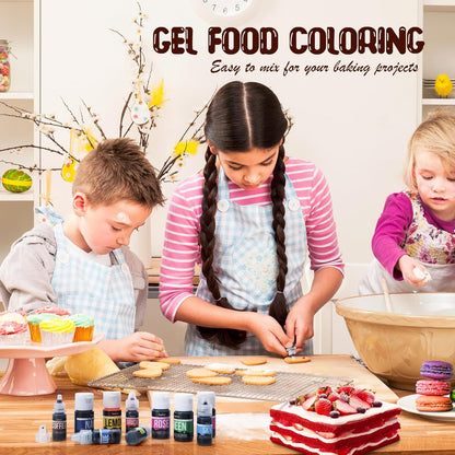 Food Coloring Gel Set - 22Vibrant Color Gel Food Coloring for Cake Decorating, Baking, Easter Egg, Icing - Tasteless Food Color Dye for Fondant, Cooking, Slime, Airbrush - 0.2 Fl. oz (6 ml)/Bottles