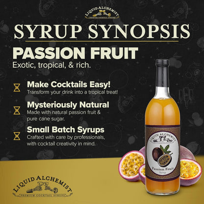 Liquid Alchemist Passion Fruit Syrup for Cocktails - Real Ingredients Make our Mix for Cocktails the Perfect Margarita Mix - Our Non-GMO Passion Fruit Syrup for Drinks is Vegan (12 oz)