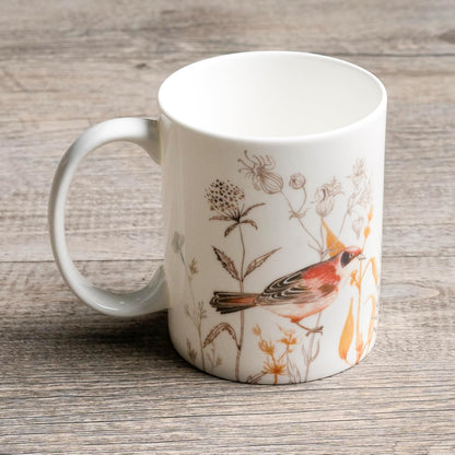Maison d' Hermine Coffee Mug with Handles Fine Bone China Mugs Pack of One Tea Cups for Hot Beverages Cappuccino Latte Home Office Perfect for Gift (Meadow Florals - Beige Meadow Mornings, 15 Ounce)
