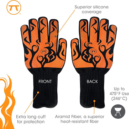 Outset Heat Resistant Grill Glove, Set of 1 with Flames Design