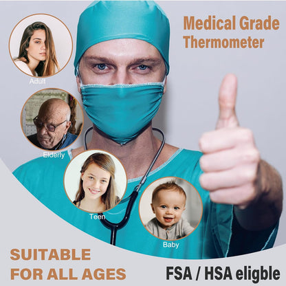 Amplim Forehead Thermometer | No-Touch, FDA-Cleared, Medical-Grade Infrared | 1-Second Read with Audible Fever Alert | Accurate Digital Infrared Thermometer for Adults, Kids, Baby