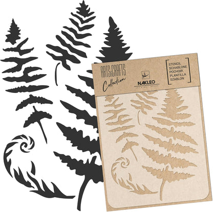 NAKLEO Painting Stencil for Crafts A3 11.8” x 16.5”, Fern Leaf Frond Pattern, Reusable Plastic DIY & Scrapbooking Drawing Template, Decoupage Art Home Decor, Wall Wood Fabric Furniture