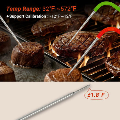 Inkbird WiFi Meat Thermometer for Grilling, Unlimited Rang Rechargeable BBQ Thermometer APP Calibration, Temp Graph Mobile Notification, 4 Colorful Probes Food Thermometer for Pellet Smoker Oven
