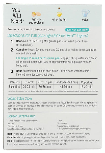 Namaste Foods, Gluten Free Spice Cake Mix, Allergen-Free,26 Oz (Pack of 6)