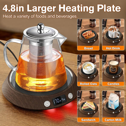 Coffee Mug Warmer – 55W Fast Heating Coffee Warmer, 3 Temperature Settings up to 170℉ with LED Lights, 2–9H Timer & Auto Shut-Off, Coffee Cup Warmer Gift for Women & Men, Office/Home Use
