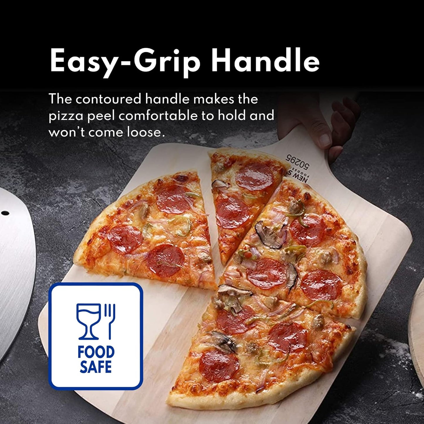 New Star Foodservice 50226 Restaurant-Grade Wooden Pizza Peel, 14" L x 12" W Plate, with 8" L Wooden Handle, 22" Overall Length