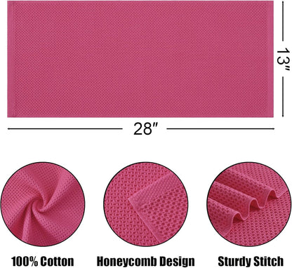 Kitinjoy 100% Cotton Waffle Weave Kitchen Towels, 4-Pack Super Soft and Absorbent Dish Towels for Drying Dishes, Kitchen Hand Towels, 13 in x 28 in, Hot Pink