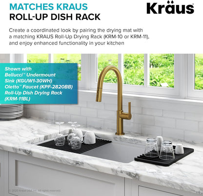 Kraus Self-Draining Silicone Dish Drying Mat or Trivet for Kitchen Counter in Dark Blue, KDM-10DB