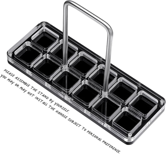 Normcore Single Dose Coffee Bean Storage Containers - 12 Tubes Espresso Bean Cellars with Stand & Hopper - One-Way Exhaust Valve - Capacity 25-28g - Lt Smoke Grey