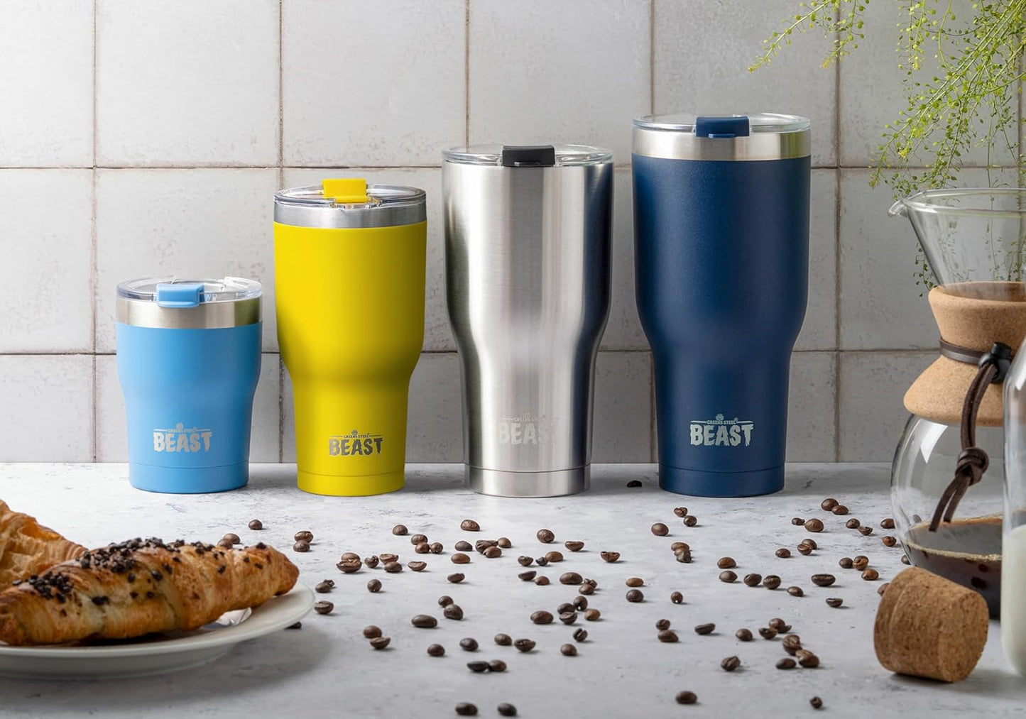 Beast 30 oz Tumbler Stainless Steel Vacuum Insulated Coffee Ice Cup Double Wall Travel Flask (Lemon)