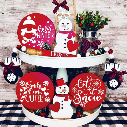 30 Pcs Christmas Stencils for Painting on Wood 4 Inch Reusable Small Christmas Ornament Stencil for DIY Crafts Ornament Wood Card Paper Fabric (30 Words)