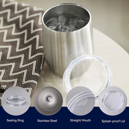 DOMICARE Stainless Steel Wine Tumbler Bulk with Lid, Personalized Insulated Tumblers Set, 12oz Travel Coffee Cups Pack of 4, Stainless steel