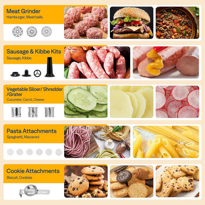 VIVOHOME 9 in 1 Multifunctional Stand Mixer with Fermentation, 6 Speed 7.5 Quart Kitchen Electric Food Mixer with Timer, Meat Grinder, Juice Blender, Vegetable Slicer, Pasta and Cookie Maker, Blue