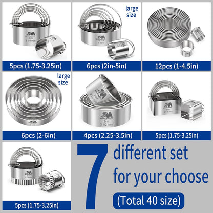 Biscuit Cutter Set for baking 2inch 2.5inch 3inch 3.5inch 4inch 5inch large size Round Metal Baking Rings with handle for Pastry, Biscuits, and Dough Cutting 6pcs set GIFT Package