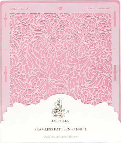 Cake Stencil - Seamless Delicate Pattern for Decorating Tall Double Barrel Cake to Use with Buttercream, Royal Icing, Ganache, Paint, Airbrush (Claris)