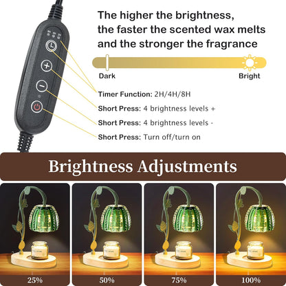 Flower Candle Warmer Lamp with Timer,Dimmable Candle Lamp Warmer,Adjustable Height Candle Warmer for All Jar Candles,Bedroom Living Room Home Decor Aesthetic Christmas Birthday Gifts for Women