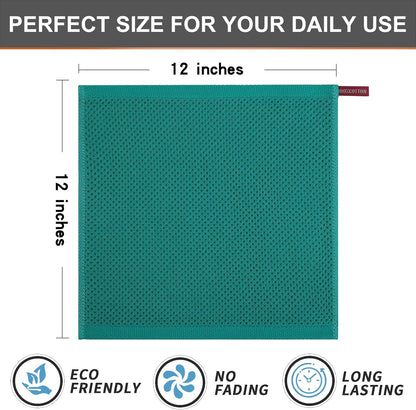 Kitinjoy 100% Cotton Kitchen Dish Cloths, 6 Pack Waffle Weave Ultra Soft Absorbent Dish Towels for Drying Dishes Quick Drying Kitchen Towels Dish Rags, 12 X 12 Inches, Teal