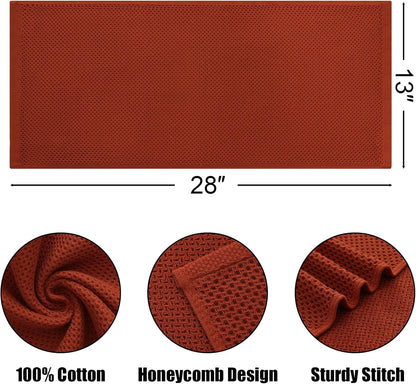 Kitinjoy 100% Cotton Waffle Weave Kitchen Towels, 4-Pack Super Soft and Absorbent Dish Towels for Drying Dishes, Kitchen Hand Towels, 13 in x 28 in, Rust