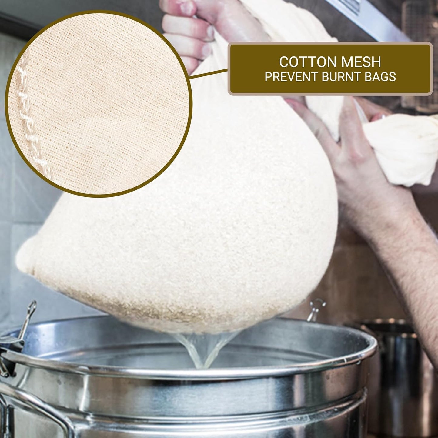 (XL 22in x 26in) Organic Cotton Brew In A Bag - Reusable Home Brewing Strainer Bag to Boil and Strain Hops, Apple Cider, or Extra Large 5 Gallons Commercial Cold Brew Coffee Filter