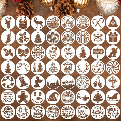 Small Christmas Stencils for Painting on Wood 3” Christmas Stencil for Crafts Reusable Snowman Santa Believe Holiday Draw Templates for Christmas Tree Canvas Window Decor(XMS Mini Stencil 01)